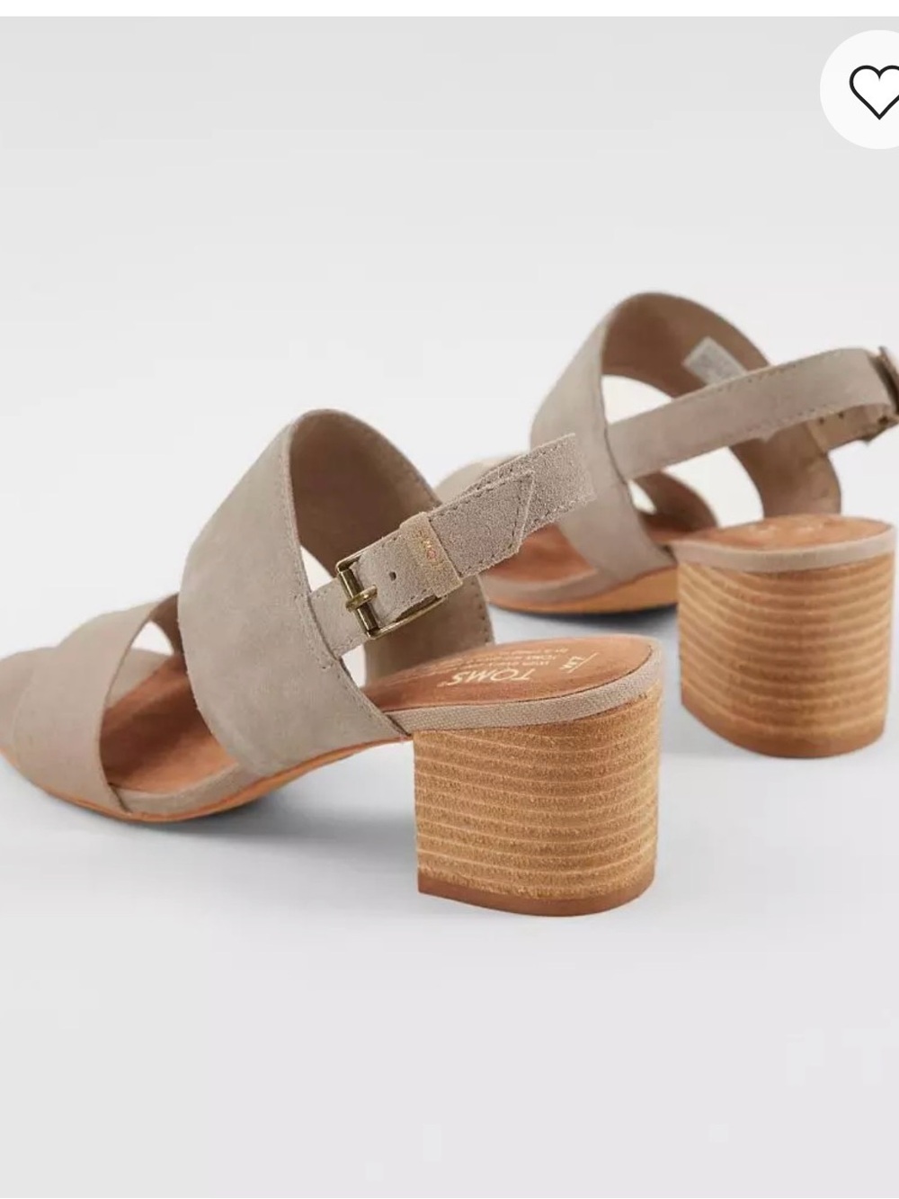 TOMS Poppy Leather Block Heel Sandal Taupe Size 6.5 - Picture 3 of 10